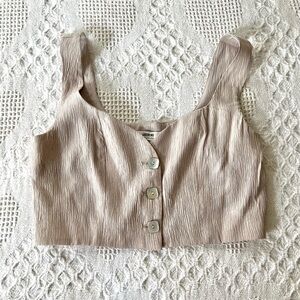 NWTs Jason Wu Neutral Vest Top Abalone Shell Button Front Crop Sleeveless Small